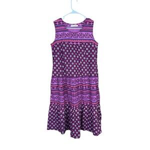 La Cera Dress Pink Purple Tiered Sleeveless Size Medium